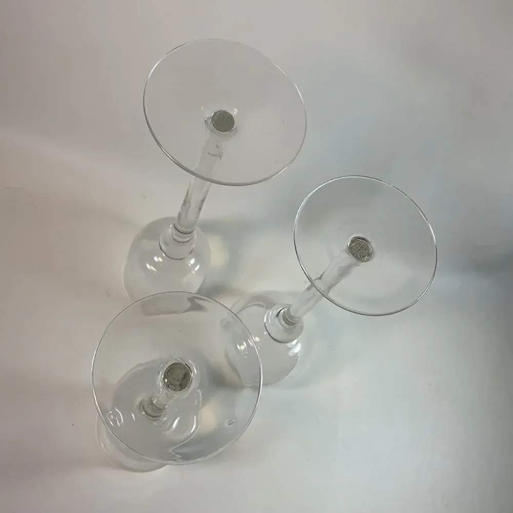 Hearthstone Set 3 Clear Glass Candle Tea Light Holders Holiday EUC In Box